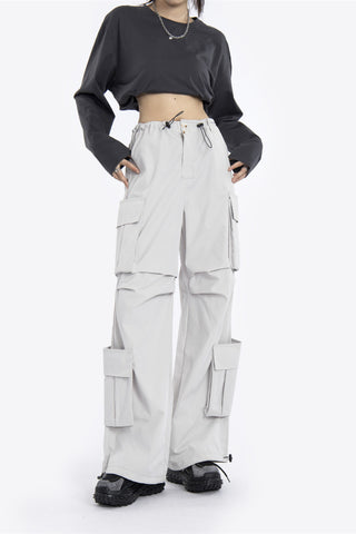 High Waist Drawstring Detachable Cargo Pants