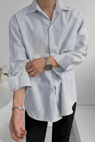 Striped Loose Fit Long Sleeve Shirts