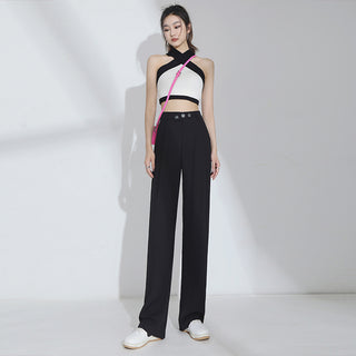 High-Waist Loose Slim Straight Pants