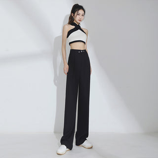 High-Waist Loose Slim Straight Pants