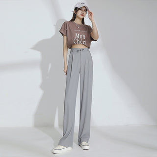 High-Waist Loose Slim Straight Pants