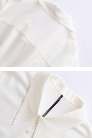 Iron free white pocket long sleeve shirt