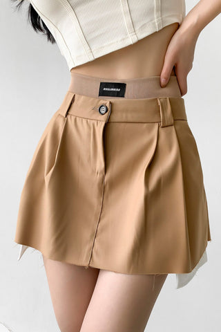 Retro Thin High Waist Patch Pocket Suit Skirt