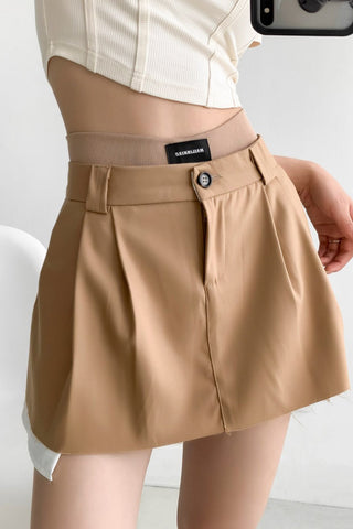 Retro Thin High Waist Patch Pocket Suit Skirt