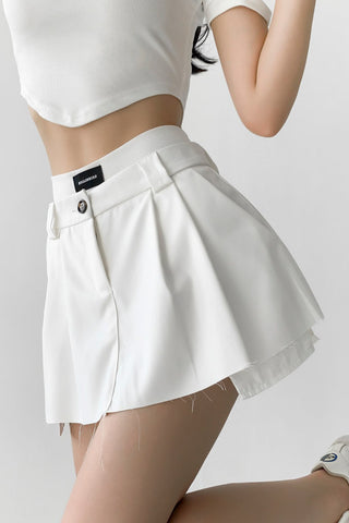 Retro Thin High Waist Patch Pocket Suit Skirt