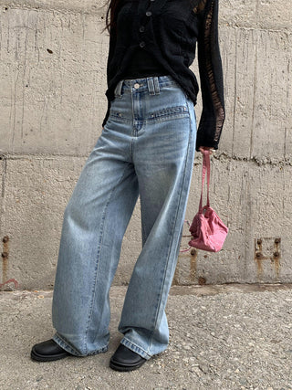 retro blue wide-leg jeans