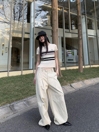 pleated wide-leg suit pants