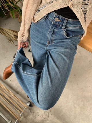 high waist slim straight jeans