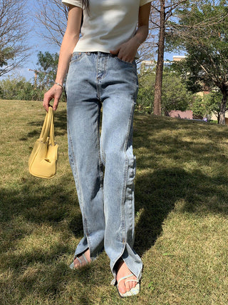 retro straight fit slit jeans